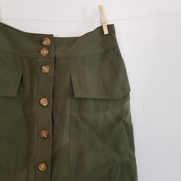 A New Day Button Front Utility Skirt Green 2 NWT - Picture 3 of 7